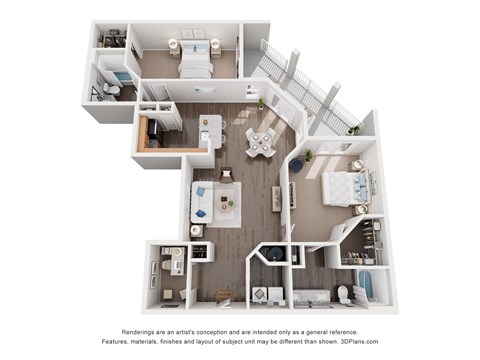 Floor plan for 2 beds, 2 baths, 1426 sqft